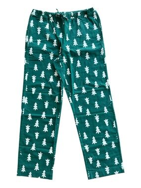NWOT Hanna Andersson Holiday Festive Flannel Pajama Pants Happy Trees on Green